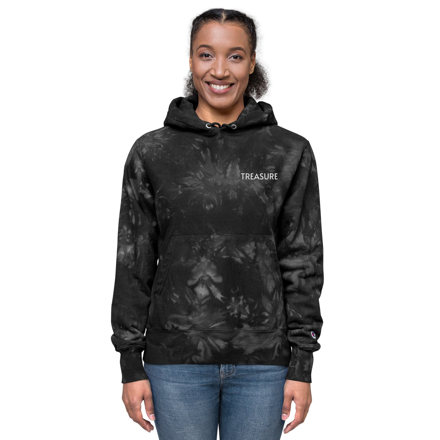 Unisex Champion "TREASURE" tie-dye hoodie