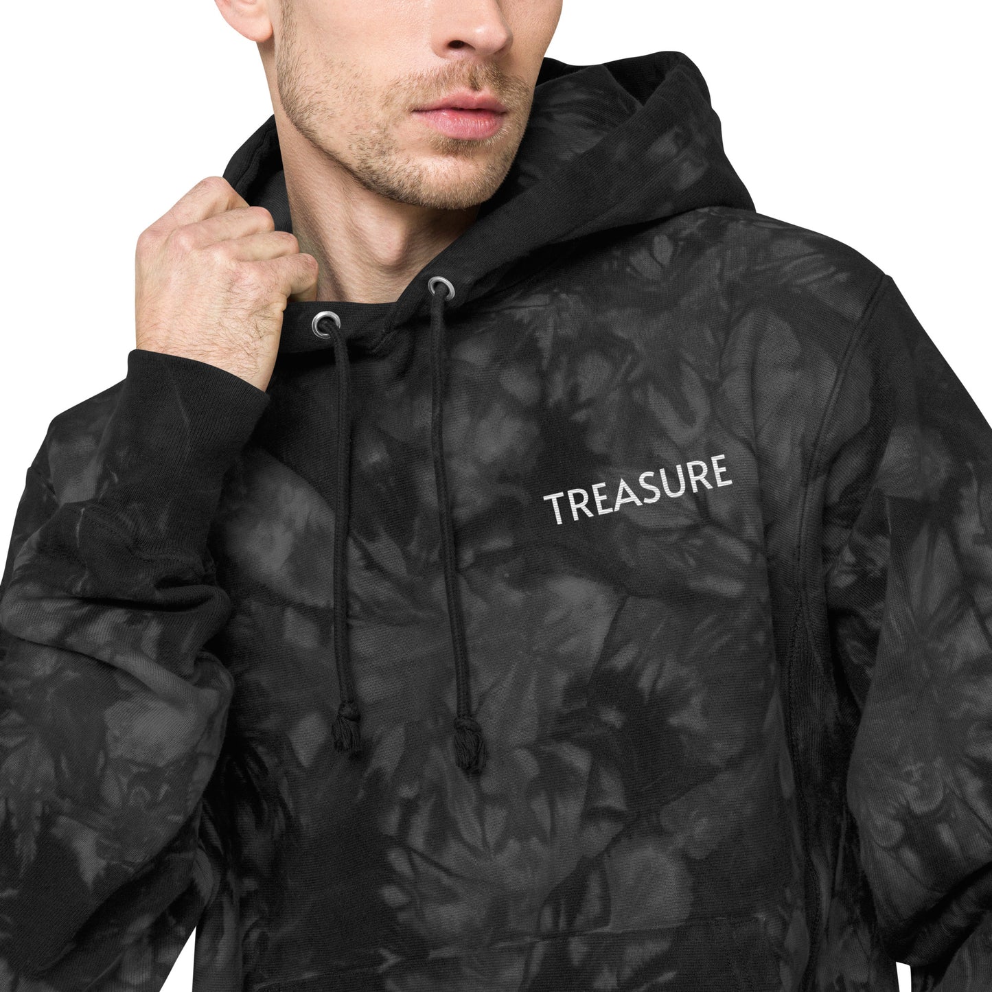 Unisex Champion "TREASURE" tie-dye hoodie